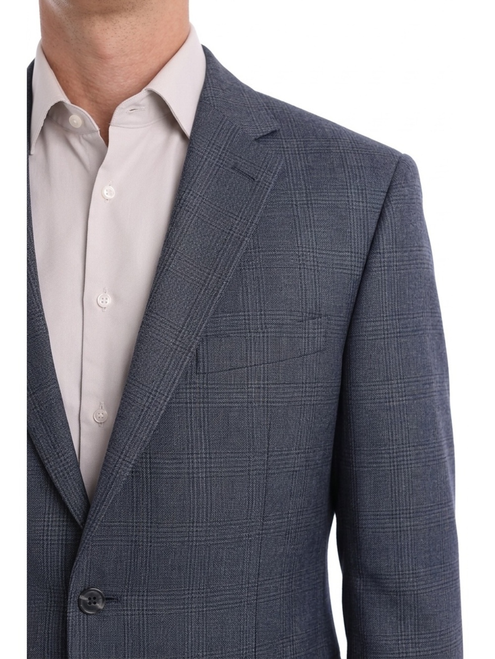 Jos. A. Bank Traveler Tailored Fit Plaid Blazer Jacket 42R Blue Wool EUC